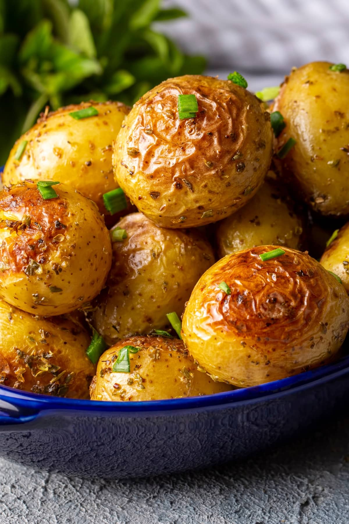 Bowl of Homemade Roasted Baby Potatoes with Parsley