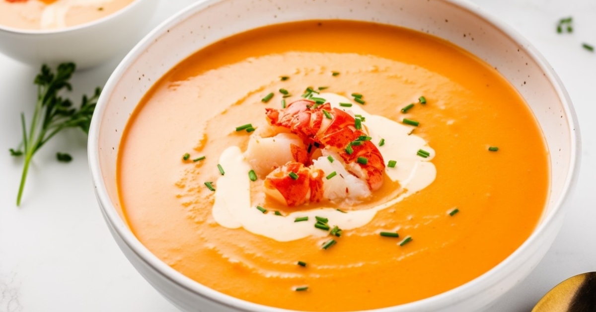 Bowl of lobster bisque.