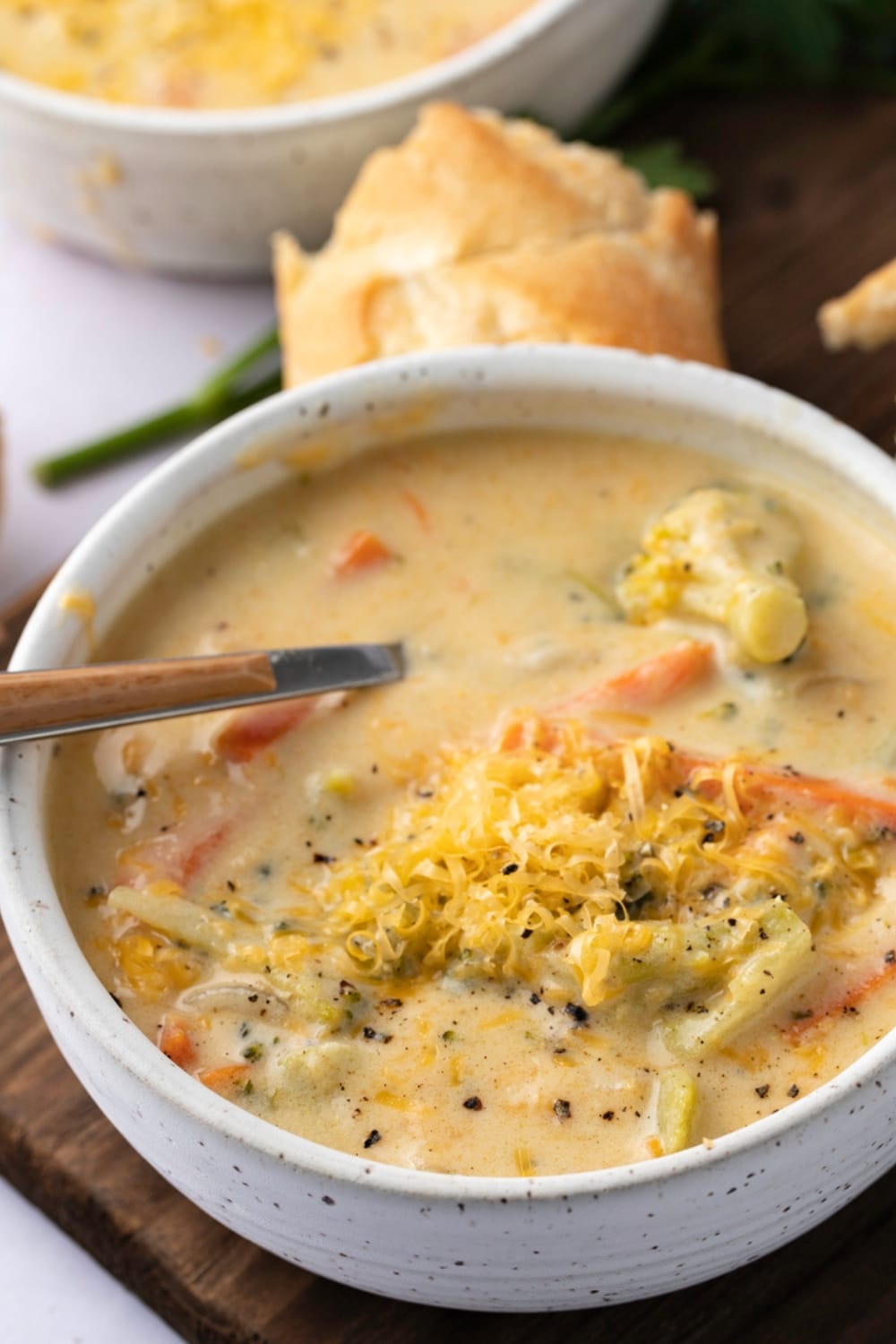 Panera Broccoli Cheddar Soup Served with Bread