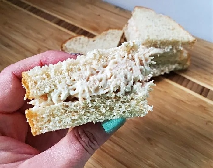 Canned Chicken Salad on a sandwich
