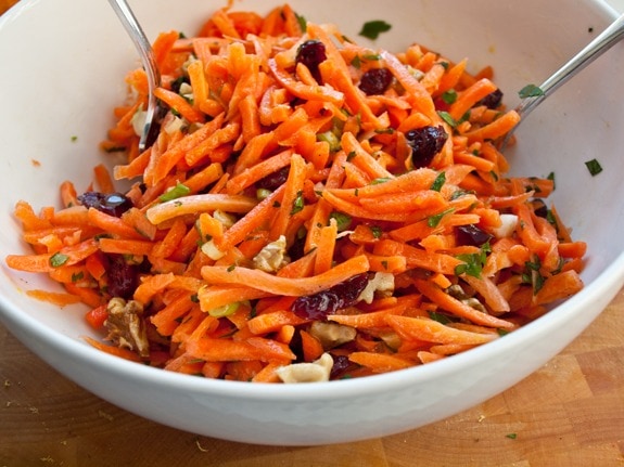 Carrots with cranberries, toasted walnuts & citrus vinaigrette.