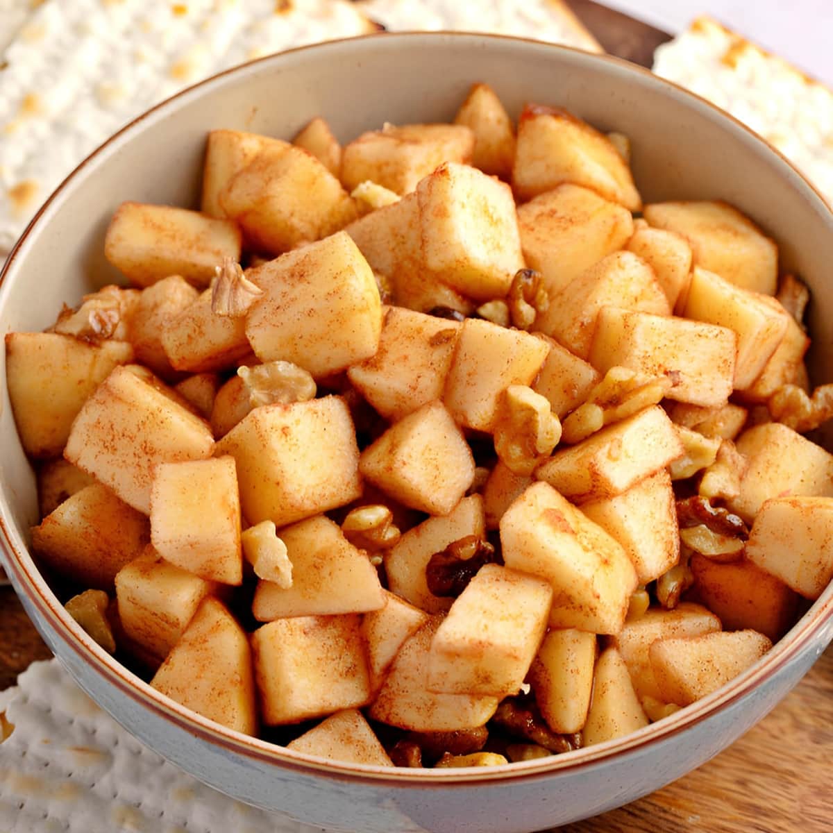 Charoset: A Bowl of Apples and Walnuts with Cinnamon