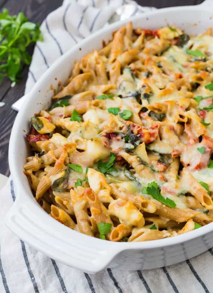 Homemade Creamy and Flavorful Chicken Tuscan Pasta Bake