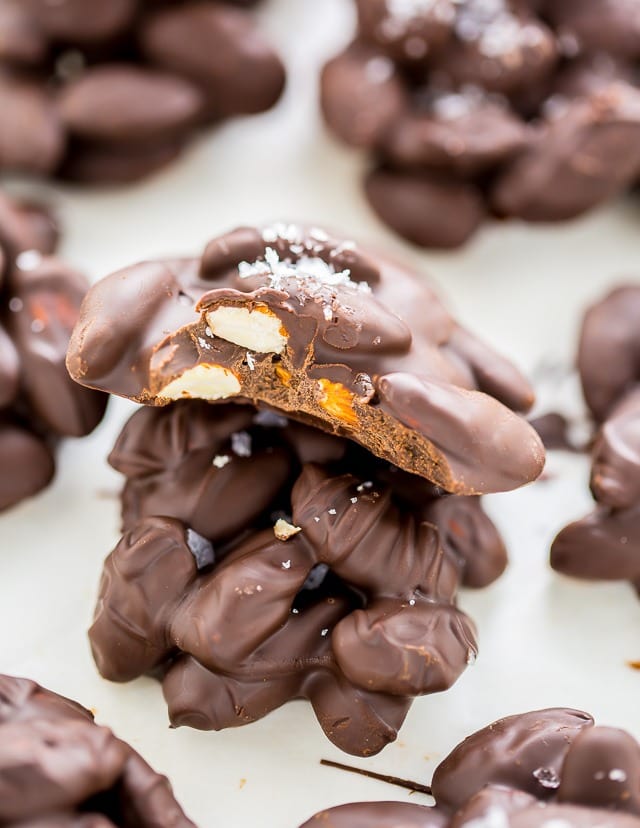 Close up view of Chocolate Almond Clusters