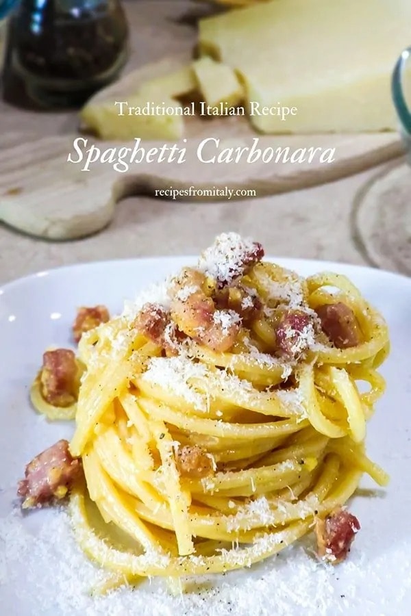 Classic Italian Spaghetti Carbonara with Ham and Black Pepper