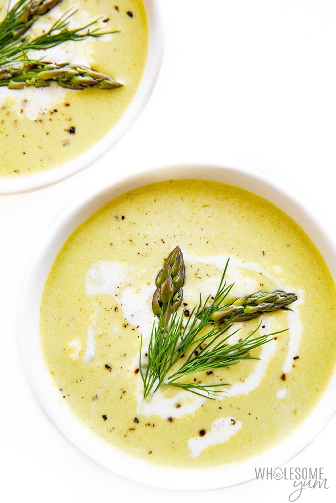 Bowl of Warm Cream Asparagus Soup 