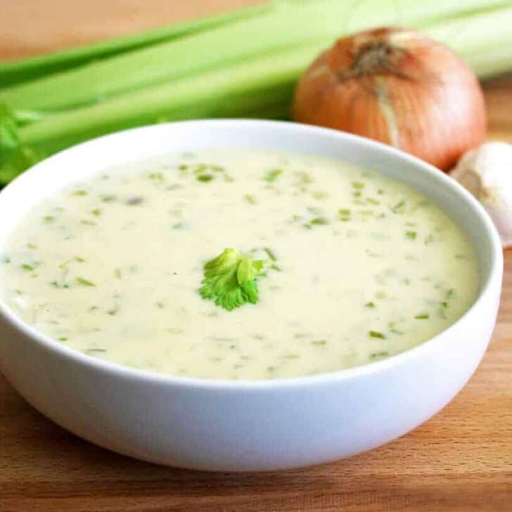 Creamy and Buttery Celery Soup in a Bowl