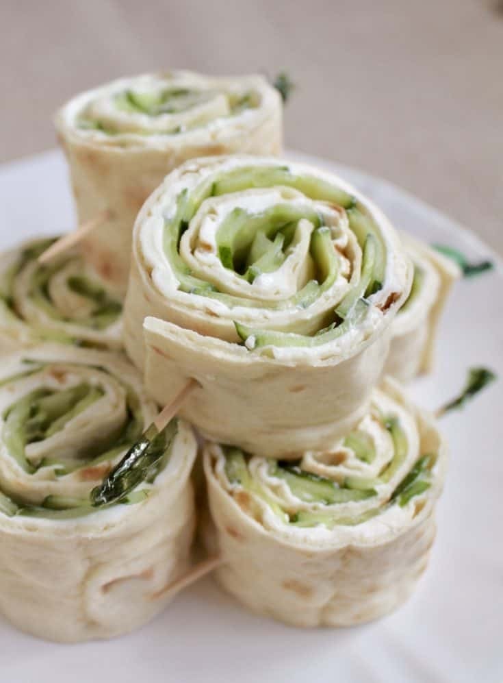 Homemade Healthy Cucumber Cream Cheese Roll-Up
