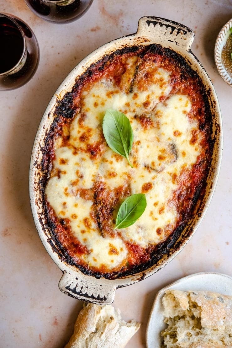 Baked Eggplant with Mozzarella and Parmesan Cheese