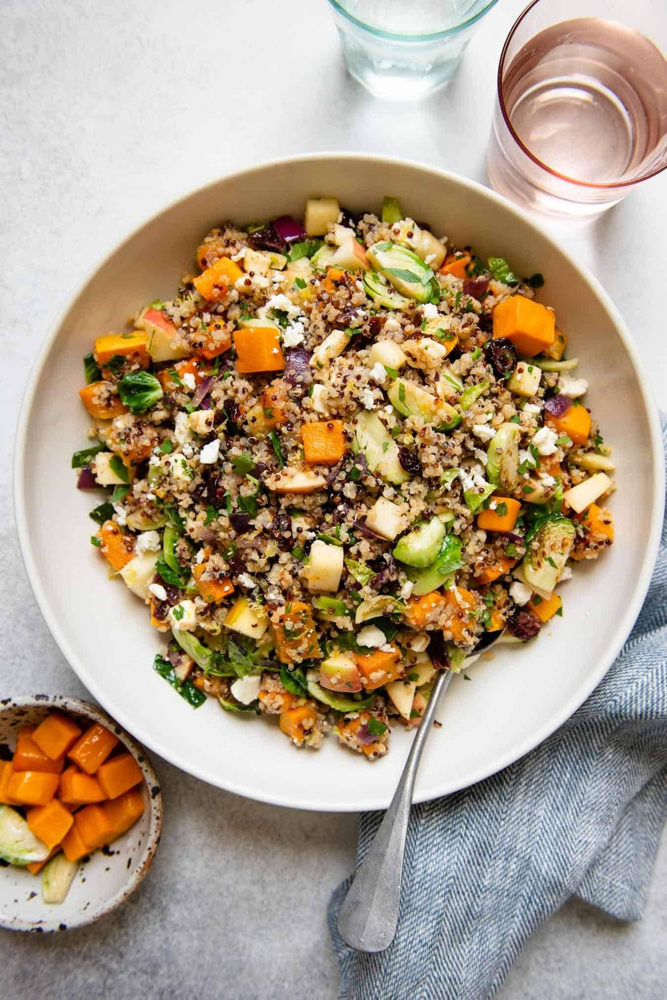Fall harvest quinoa salad served in a plate. 