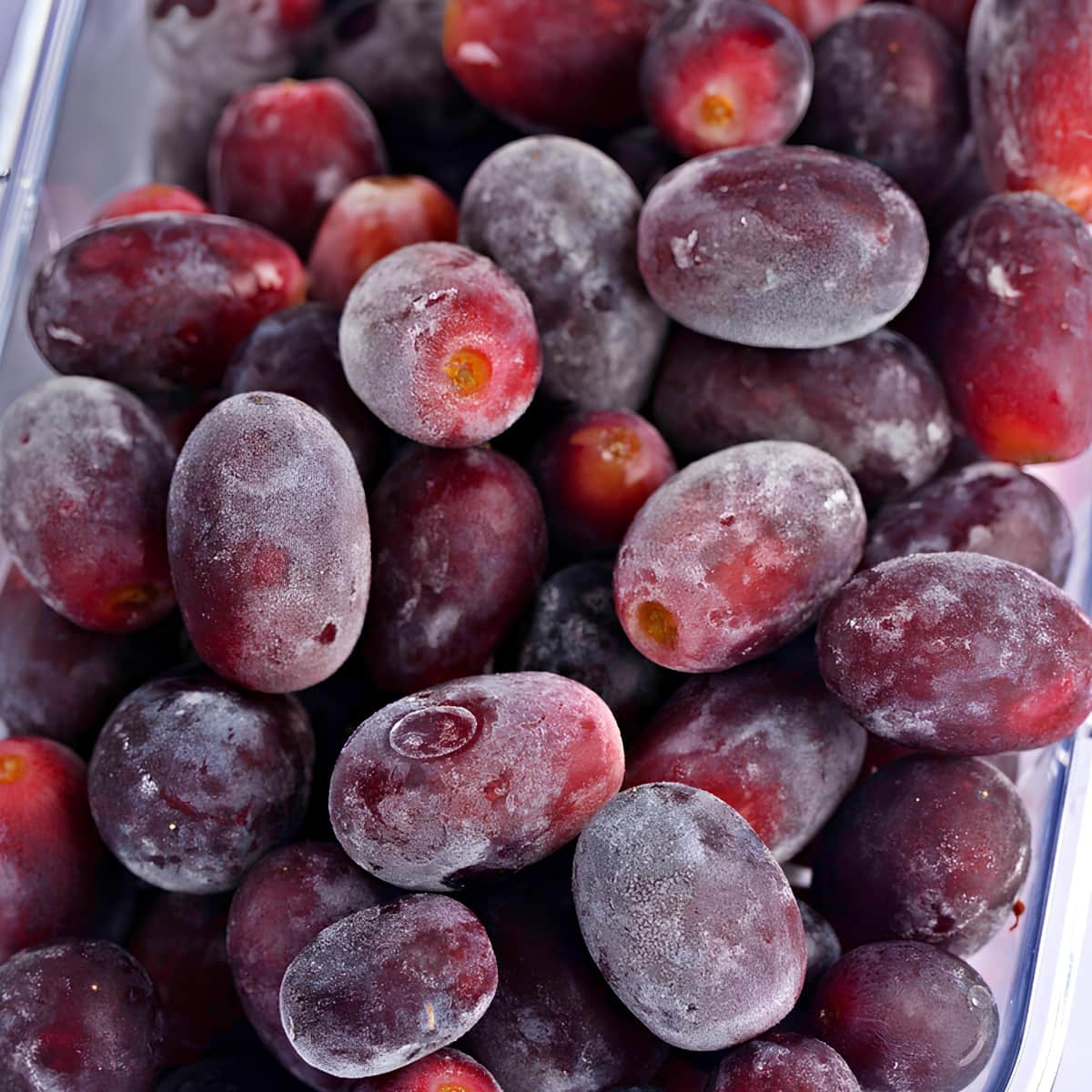 Frozen Grapes in a Plastic Container