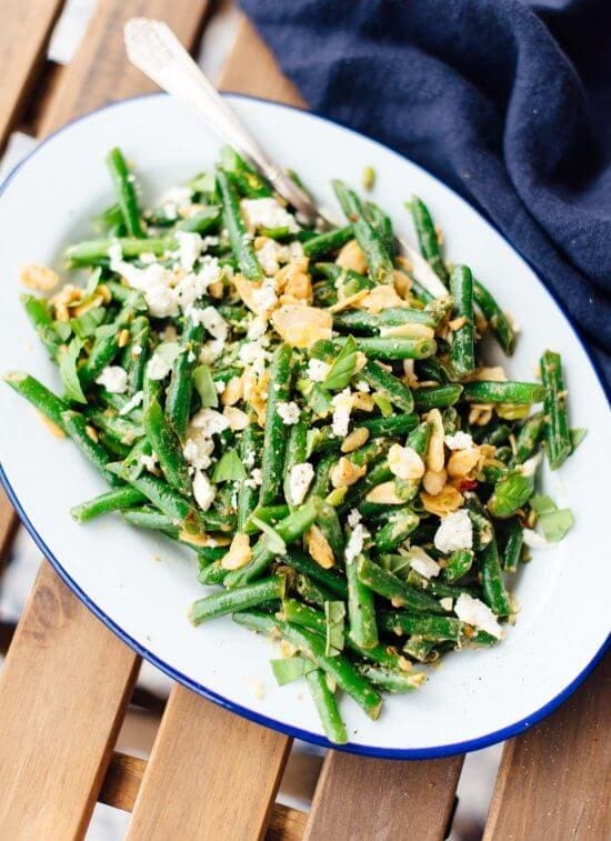 Homemade Green Bean Salad with Toasted Almonds & Feta