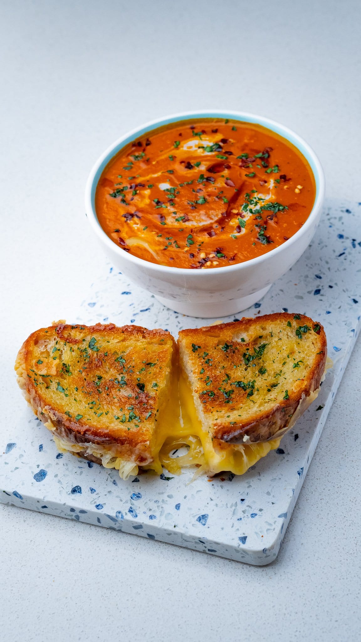 Homemade Grilled Cheese Sandwich with Creamy Tomato Soup