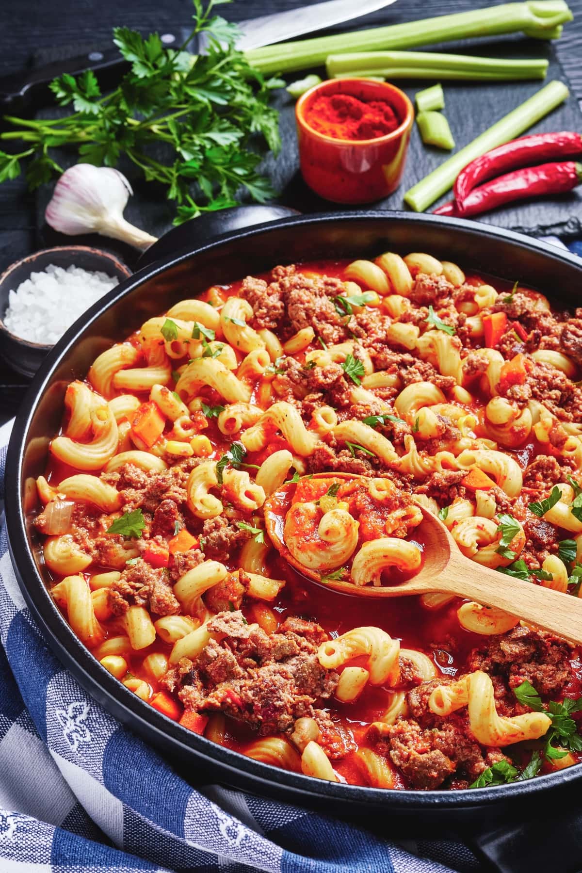 Homemade Goulash with Elbow Pasta and Ground Beef