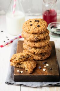 Homemade Oatmeal Chocolate Chip Cookies Stacked