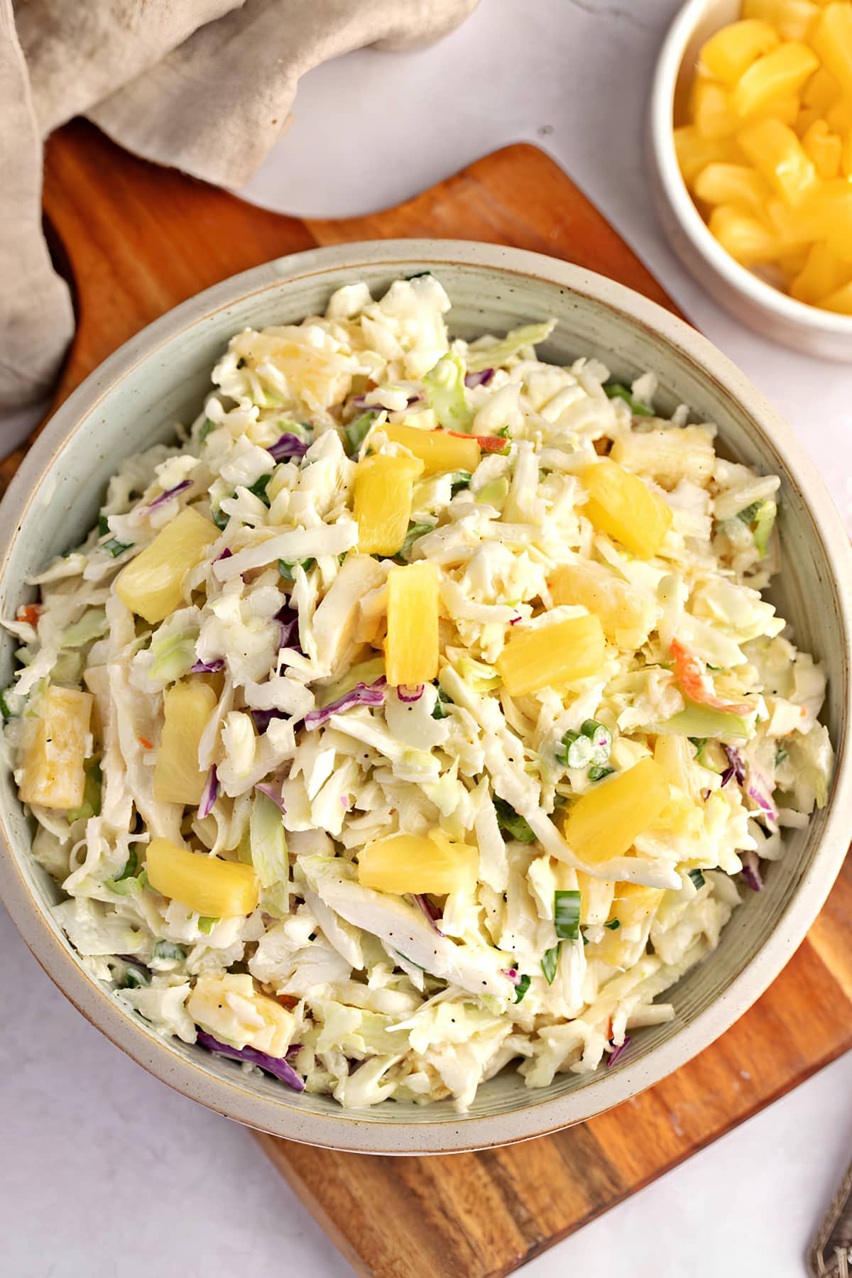 Homemade Pineapple Coleslaw in a Bowl