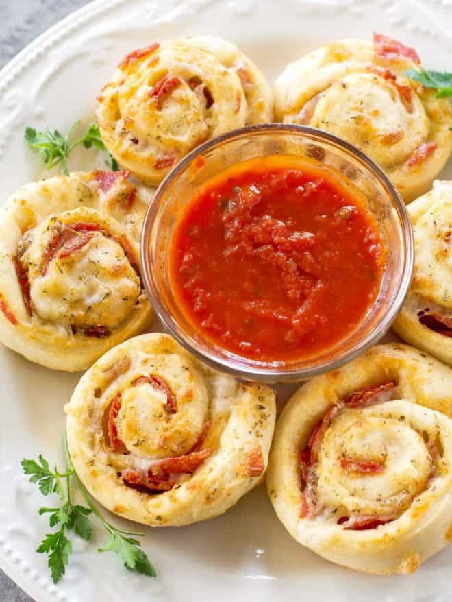 Homemade Pizza Rolls with Dipping Sauce