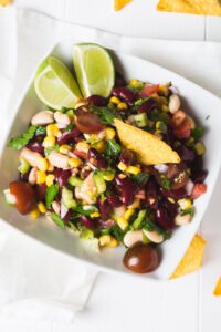 Homemade Texas Caviar with Beans, Corn and Tortilla Chips
