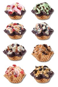Ice Cream in Waffle Cone: Cold Stone Flavors Including Chocolate, Strawberries and Raspberries