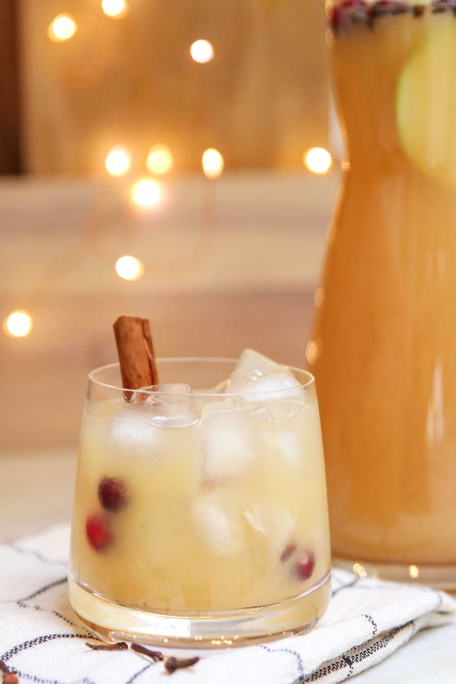 A glass of non-alcoholic spicy pear punch