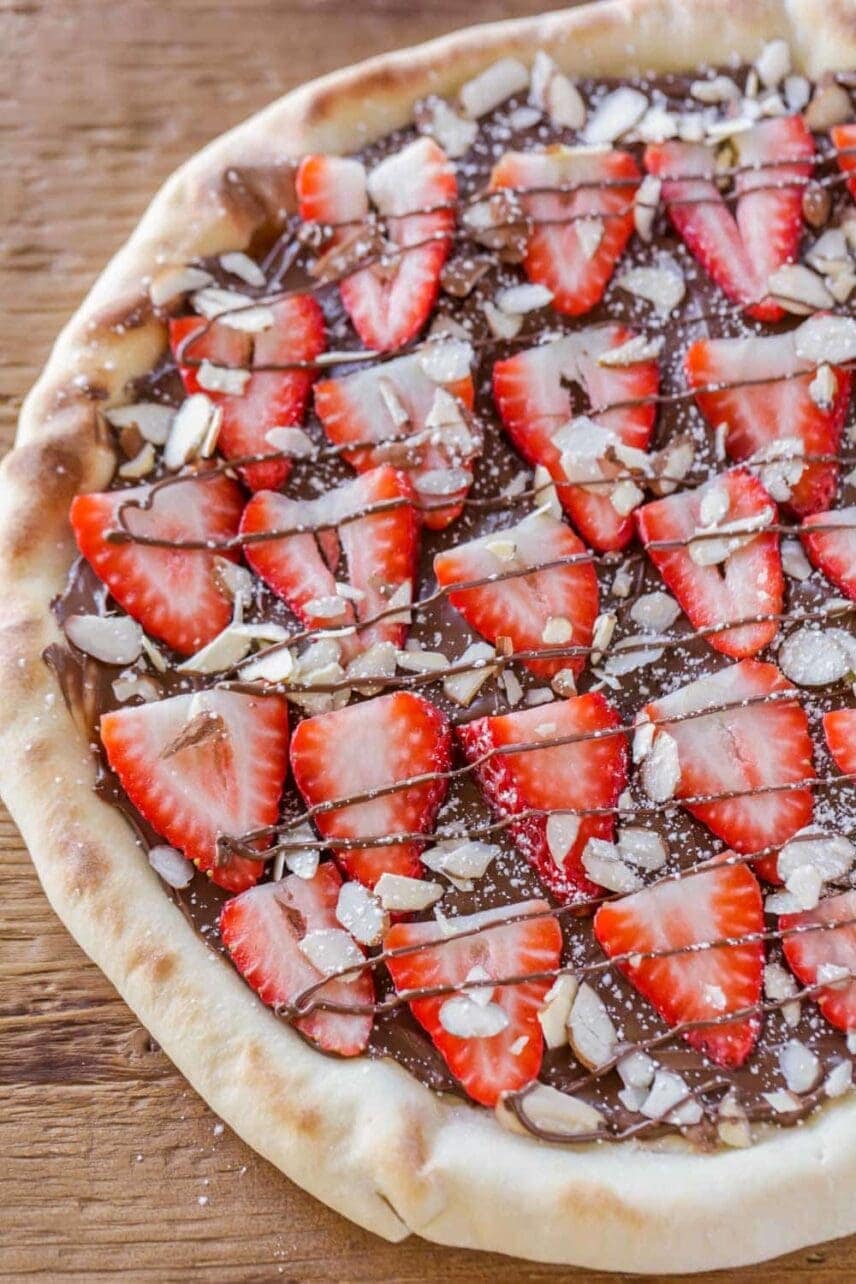 Homemade Strawberry Nutella Pizza with Almonds