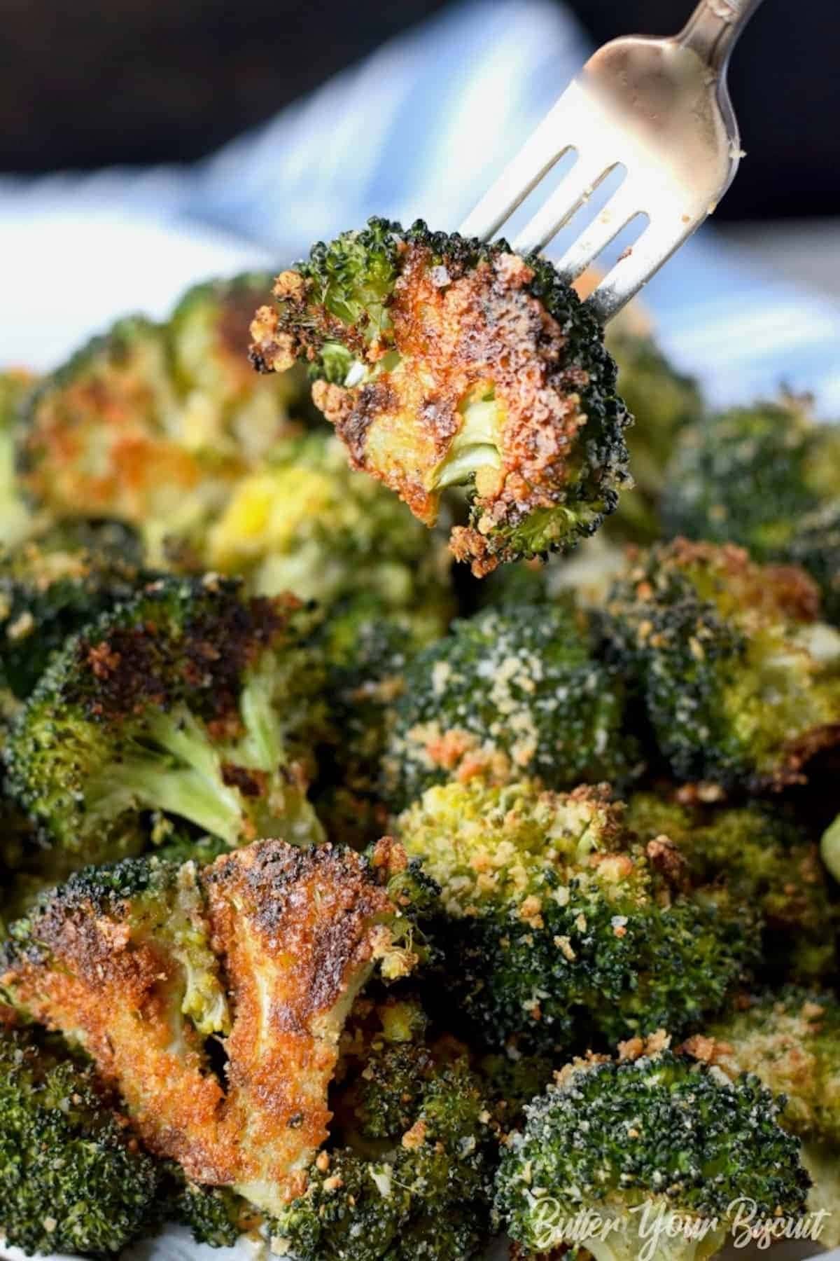 Roasted broccoli with parmesan cheese. 