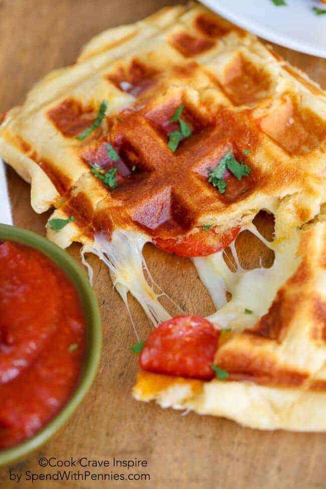 Tasty and Simple Pizza Waffles with Pepperoni and Cheese