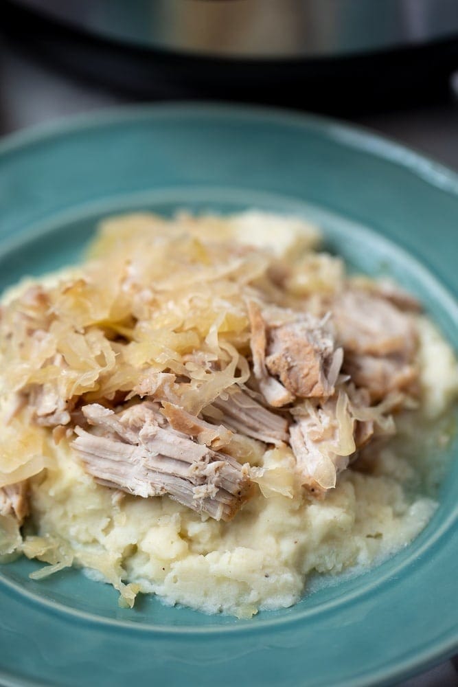 Instant Pot Pork and Sauerkraut with Mashed Potatoes