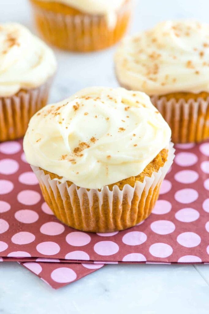Pumpkin cupcakes with frosting
