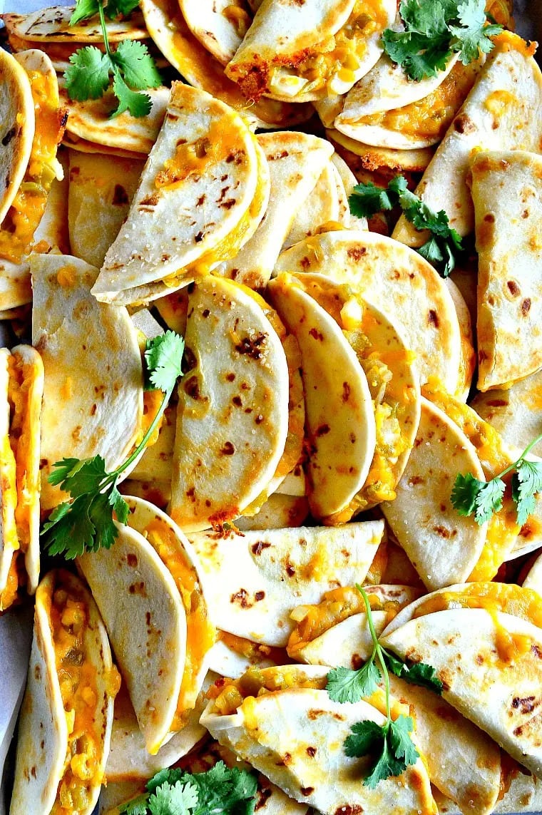Bunch of cheese quesadillas. 
