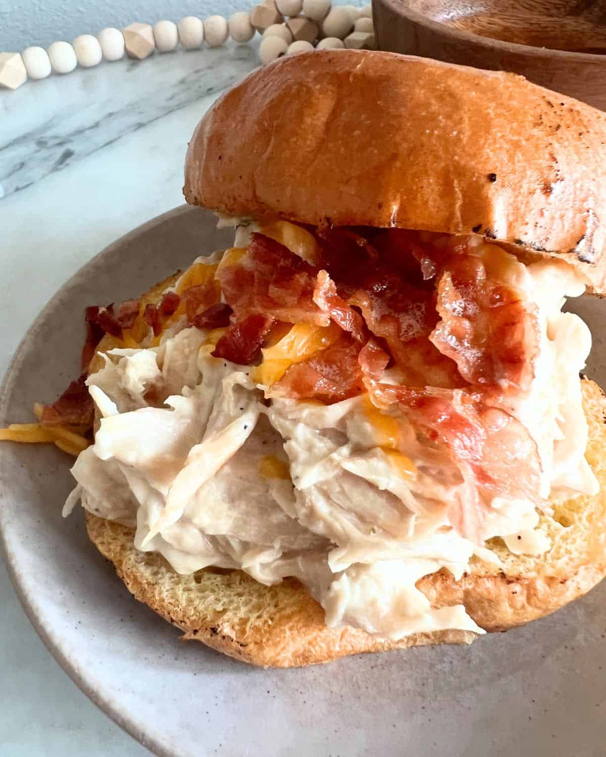 Slow Cooker Crack Chicken Sandwich with Bacon