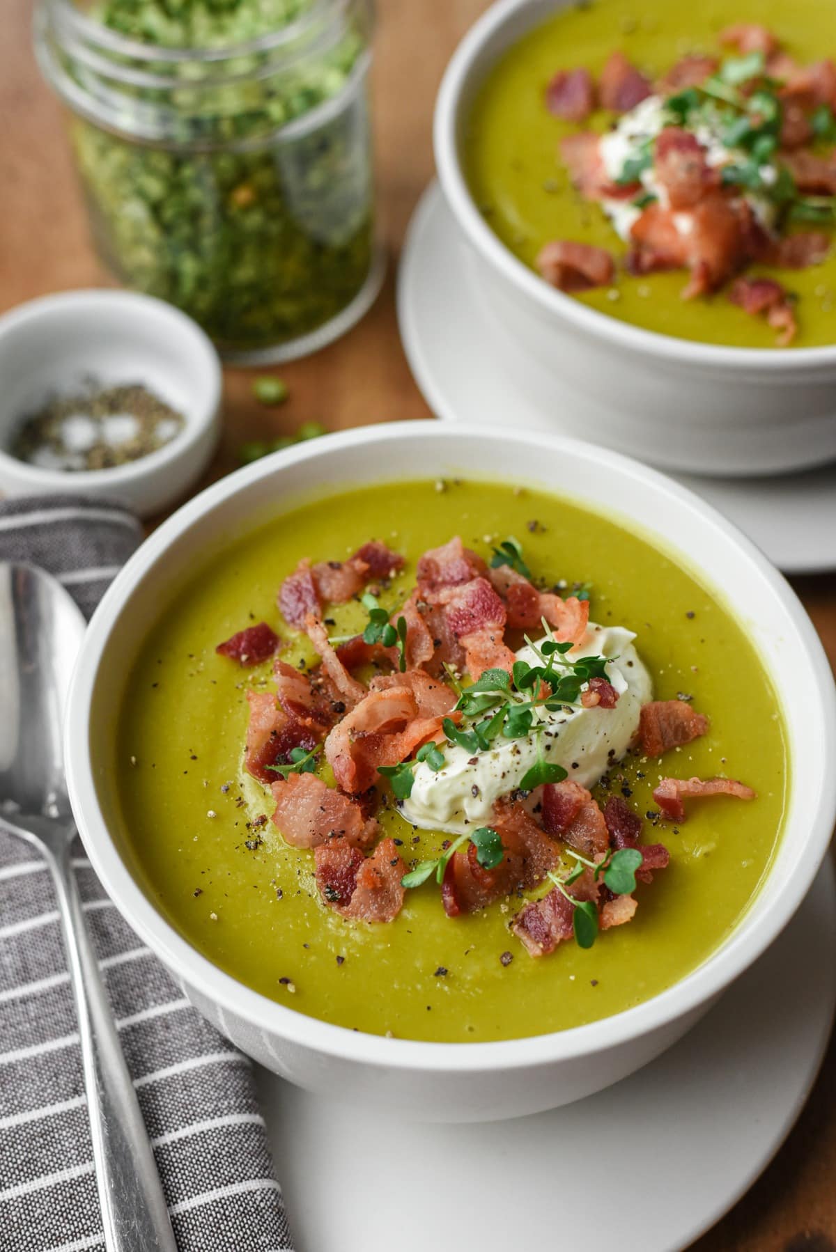 Bowl of Split Pea Soup with Bacon