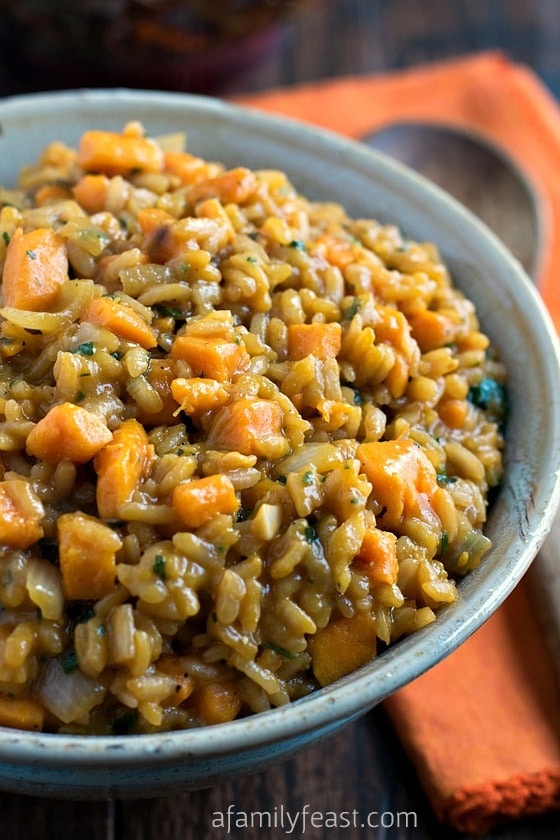 Sweet potato risotto in a bowl. 