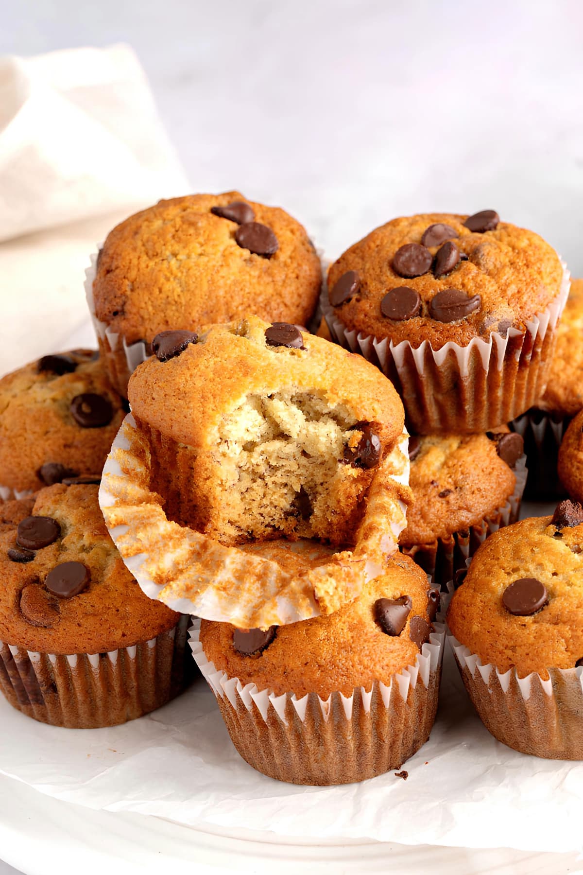 Sweet and Fluffy Banana Chocolate Chip Muffins