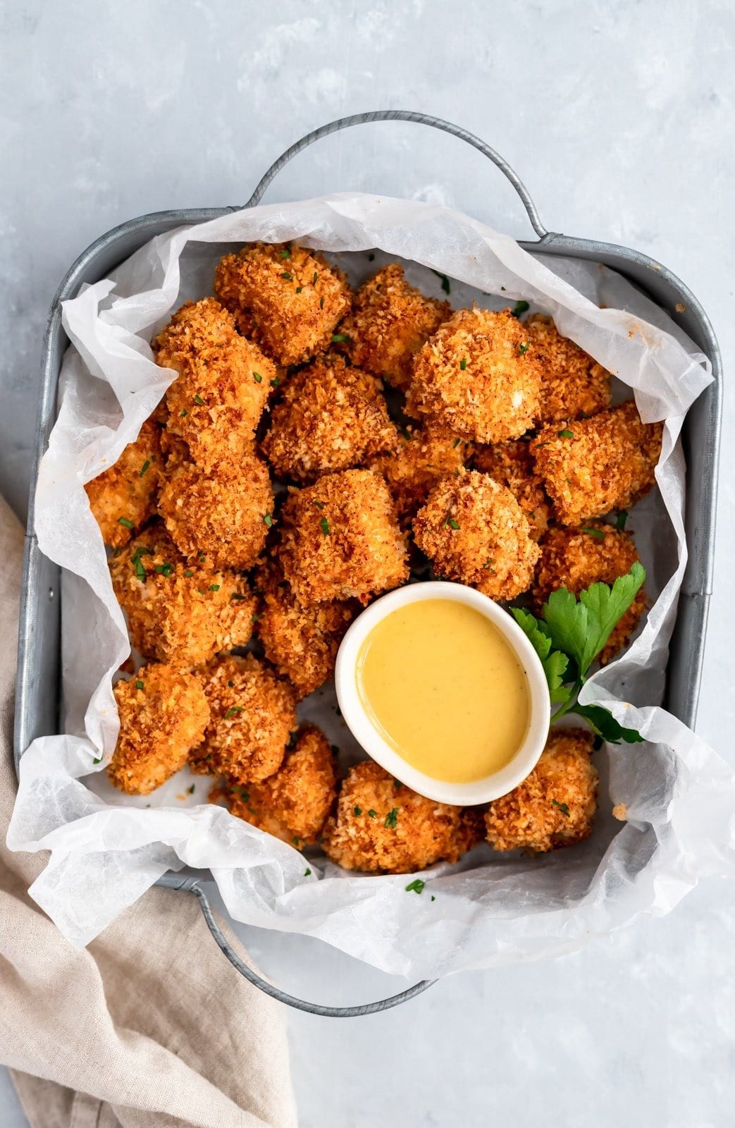 Crispy Baked Chicken Nugges with Mustard Sauce