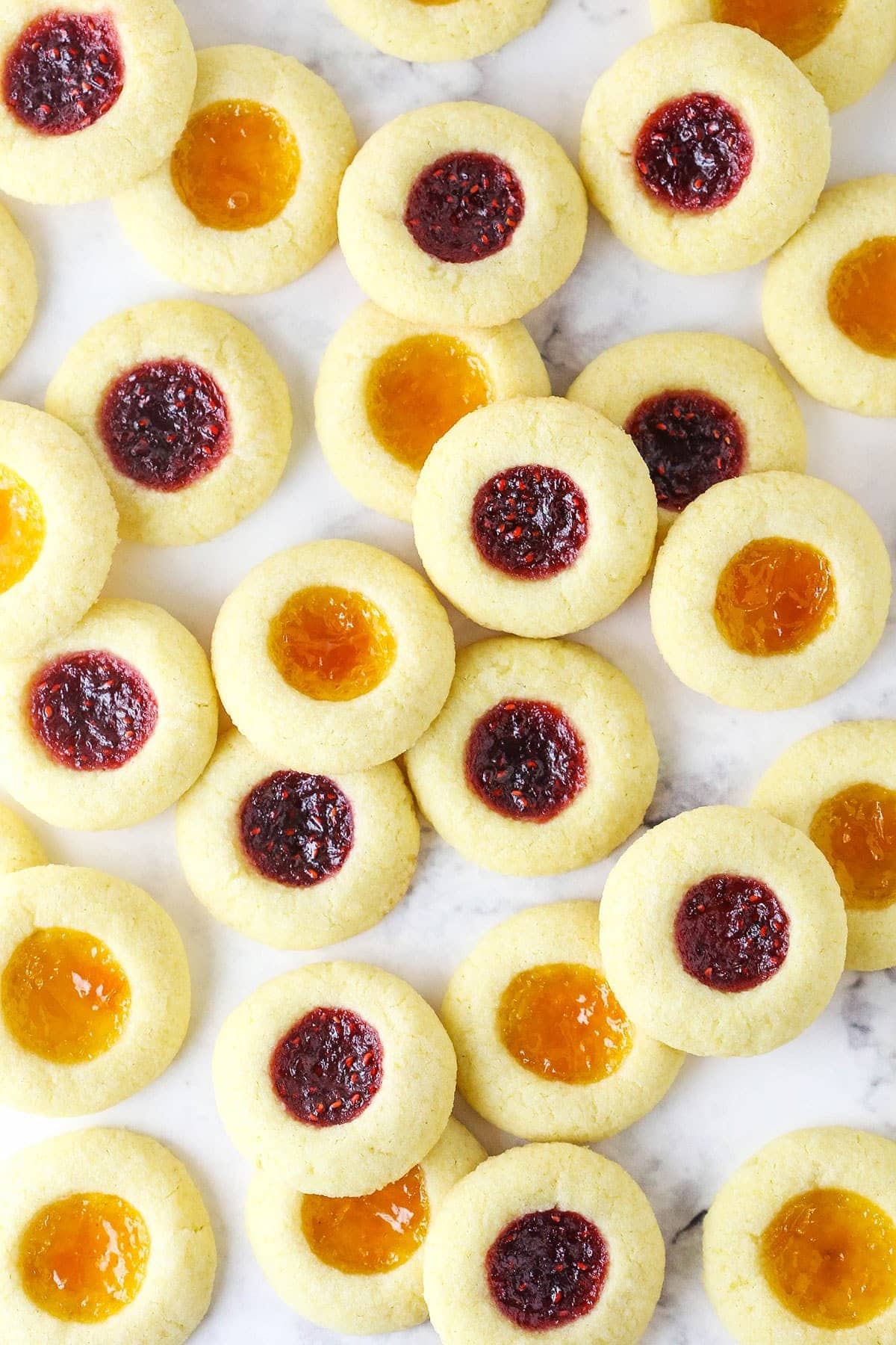 Thumbprint cookies with jam in the middle. 