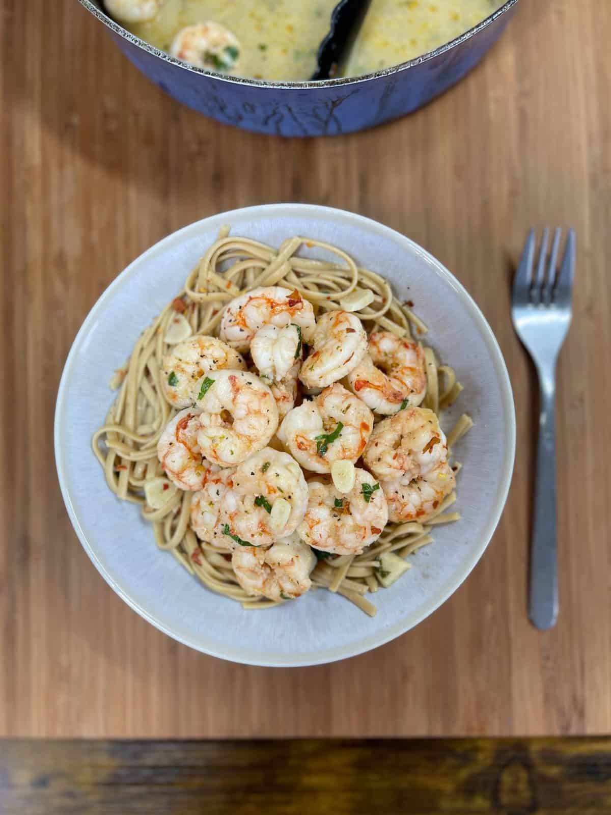 Bowl of Shrimp Scampi with Herbs