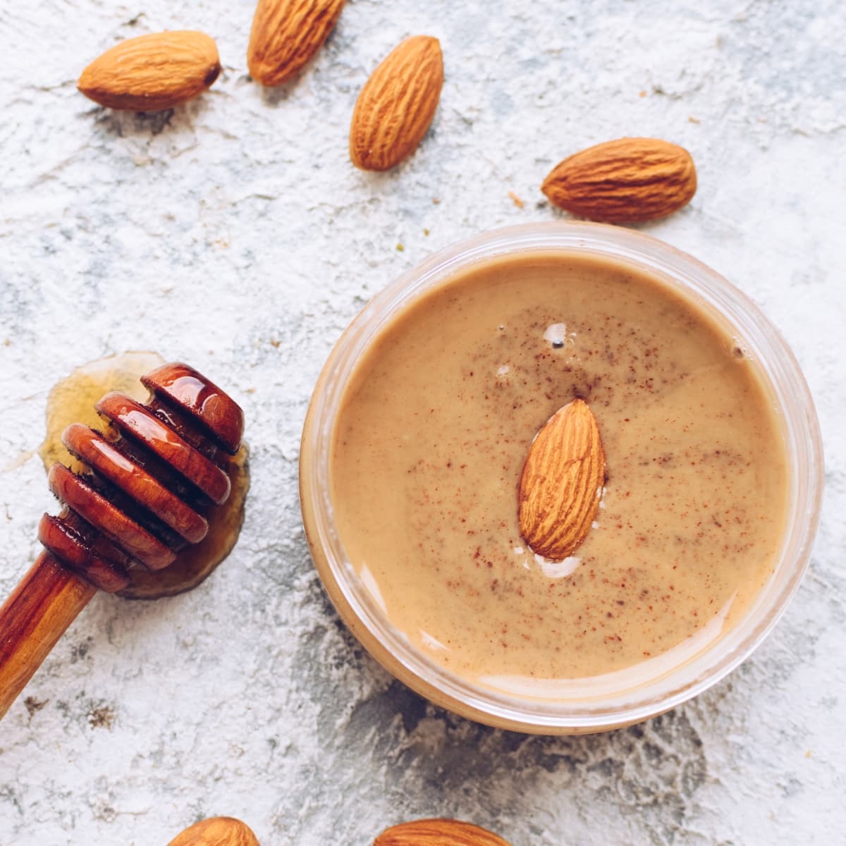 Almond Butter Topped with Nuts in a Bowl 