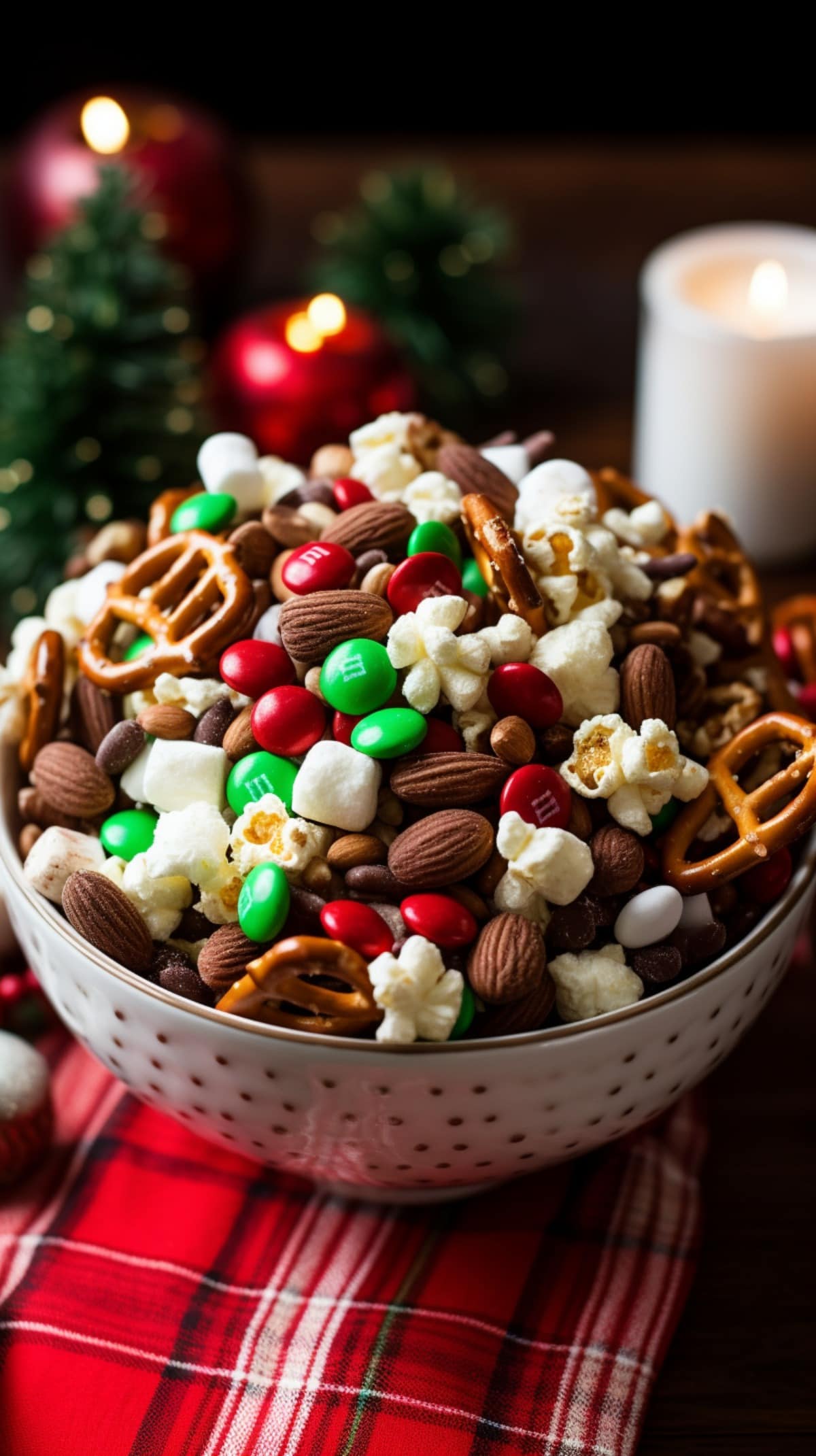 A bowl of Christmas Snack Mix