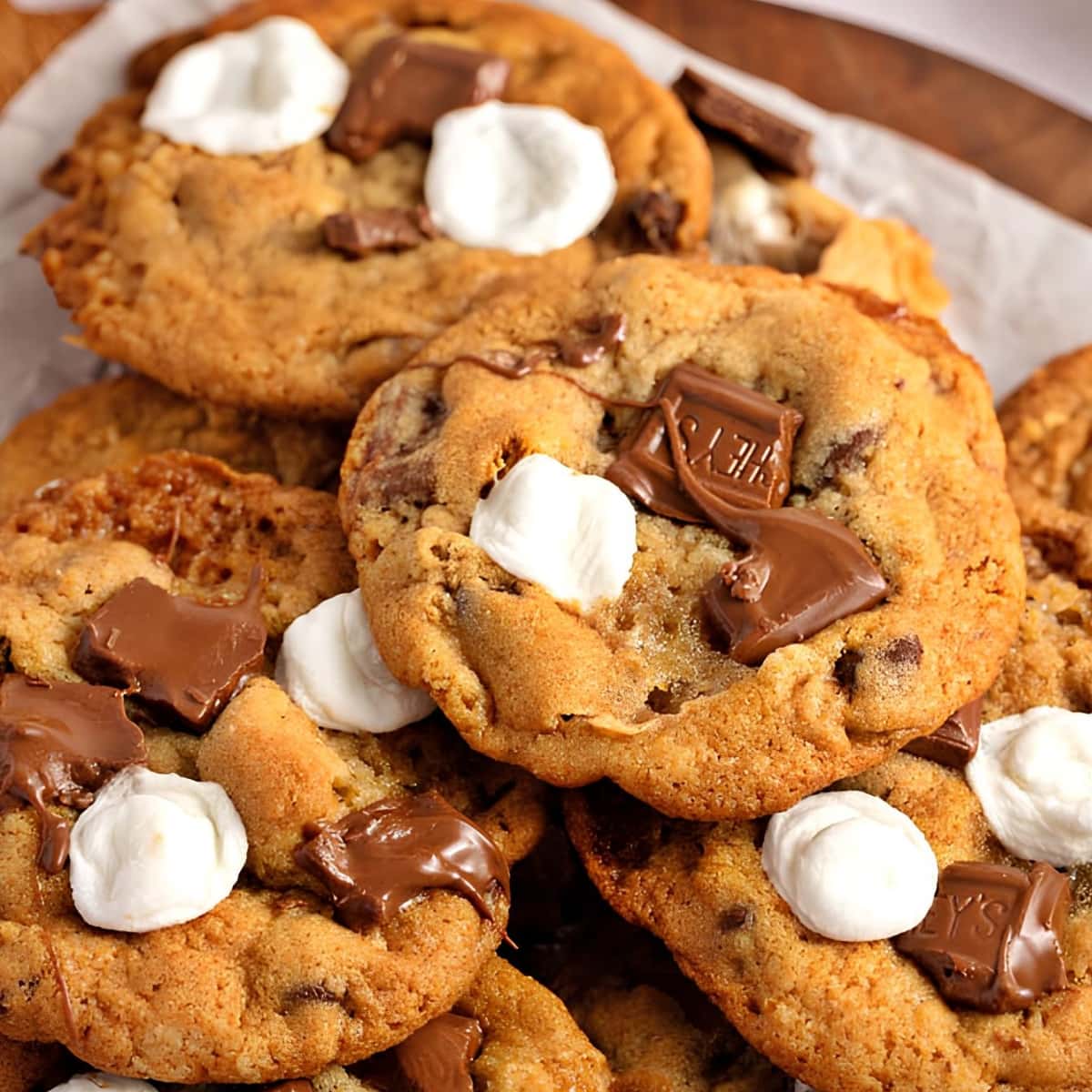 Cookies with melted chocolate and marshmallows.