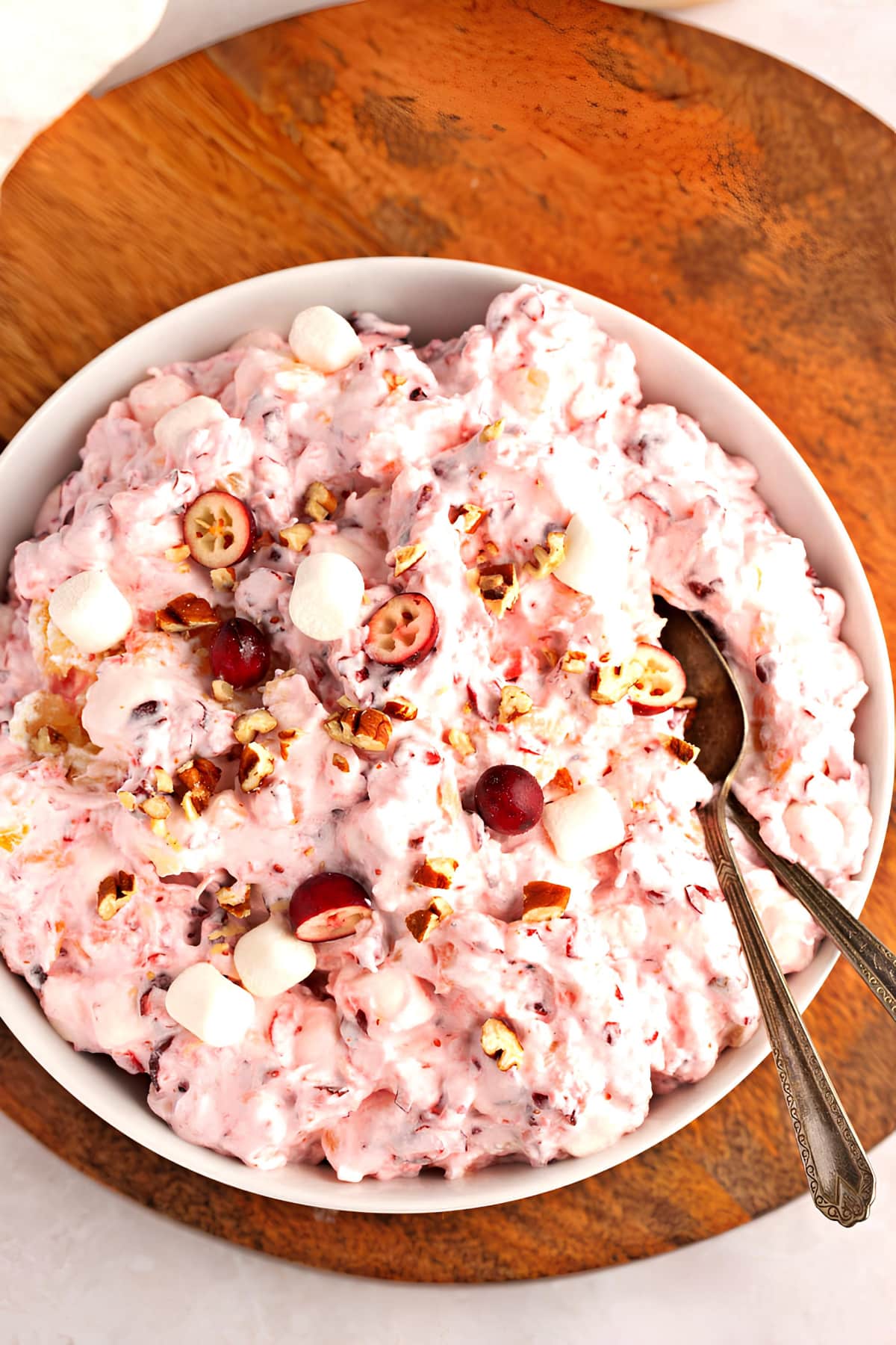 Sweet and Creamy Cranberry Fluff with Marshmallows