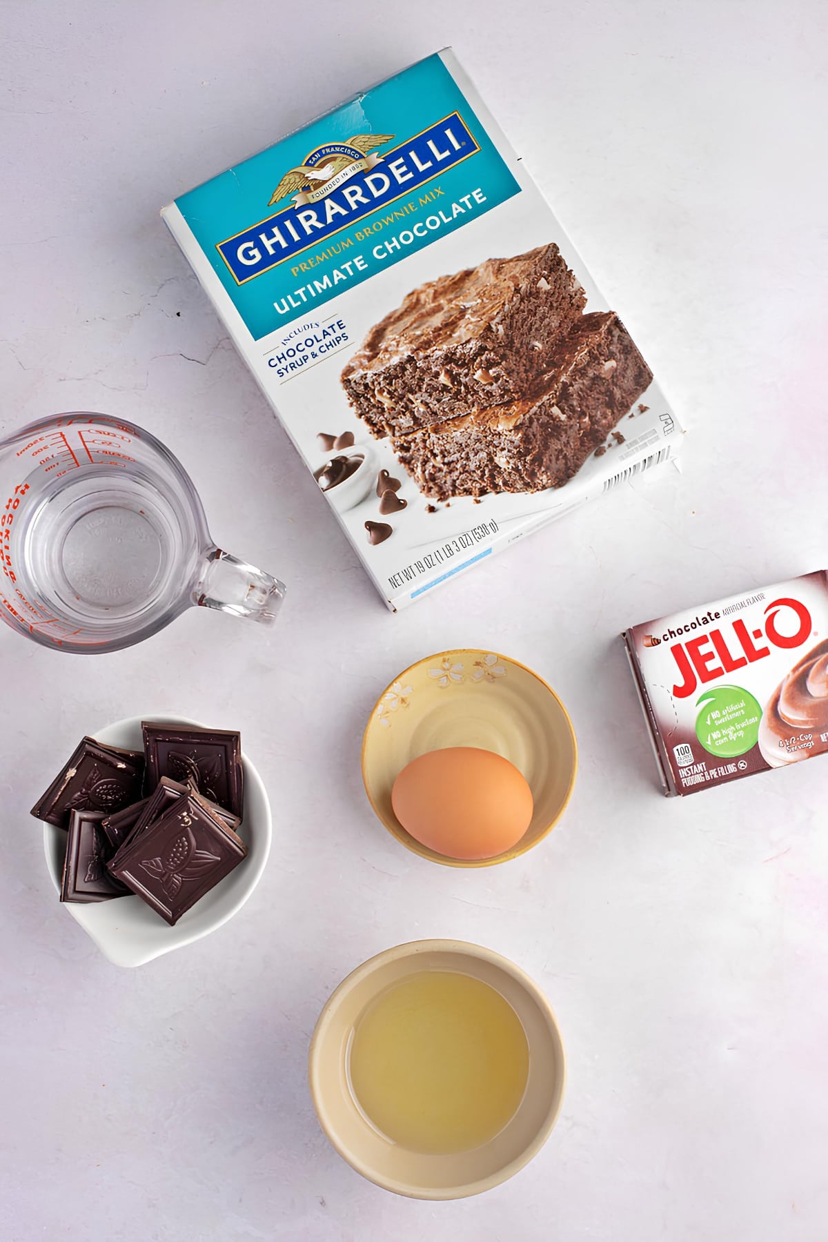 A collection of essential ingredients for chocolate trifle