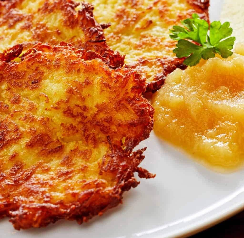 German potato pancakes on plate. 