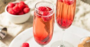Kir Royale Champagne with Fresh Raspberries
