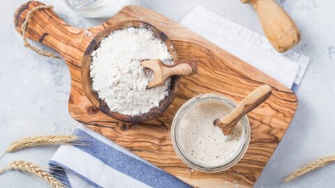 Masa Harina on a Wooden Board Top View