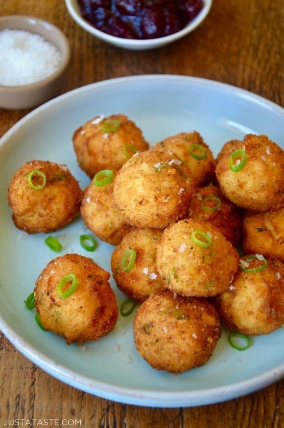 Bunch of mashed potato balls in a plate. 