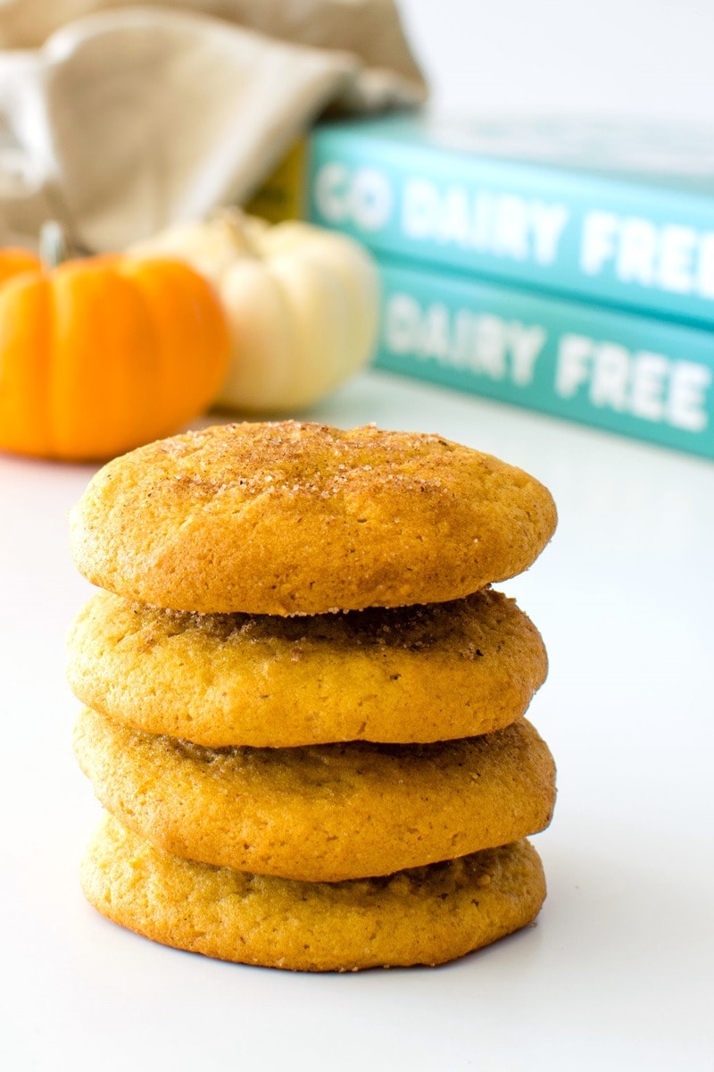 A stack of sweet potato cookies with maple, cinnamon, and brown sugar. 