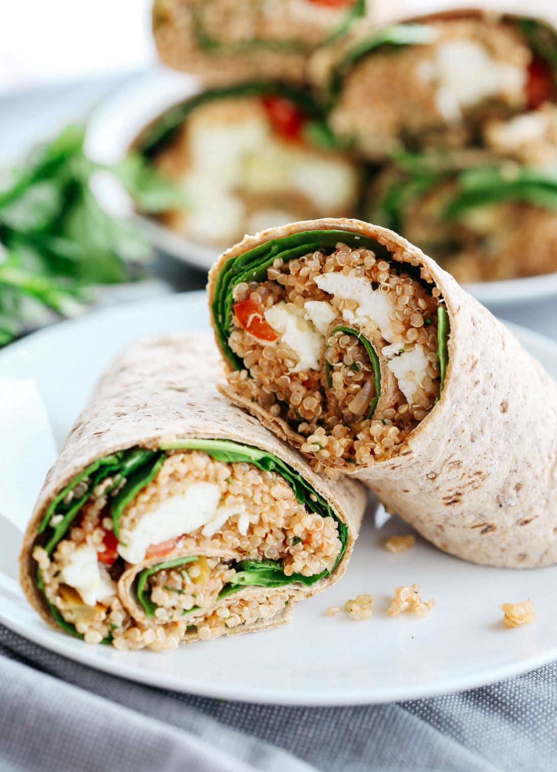 Quinoa egg and white breakfast wraps with cabbage