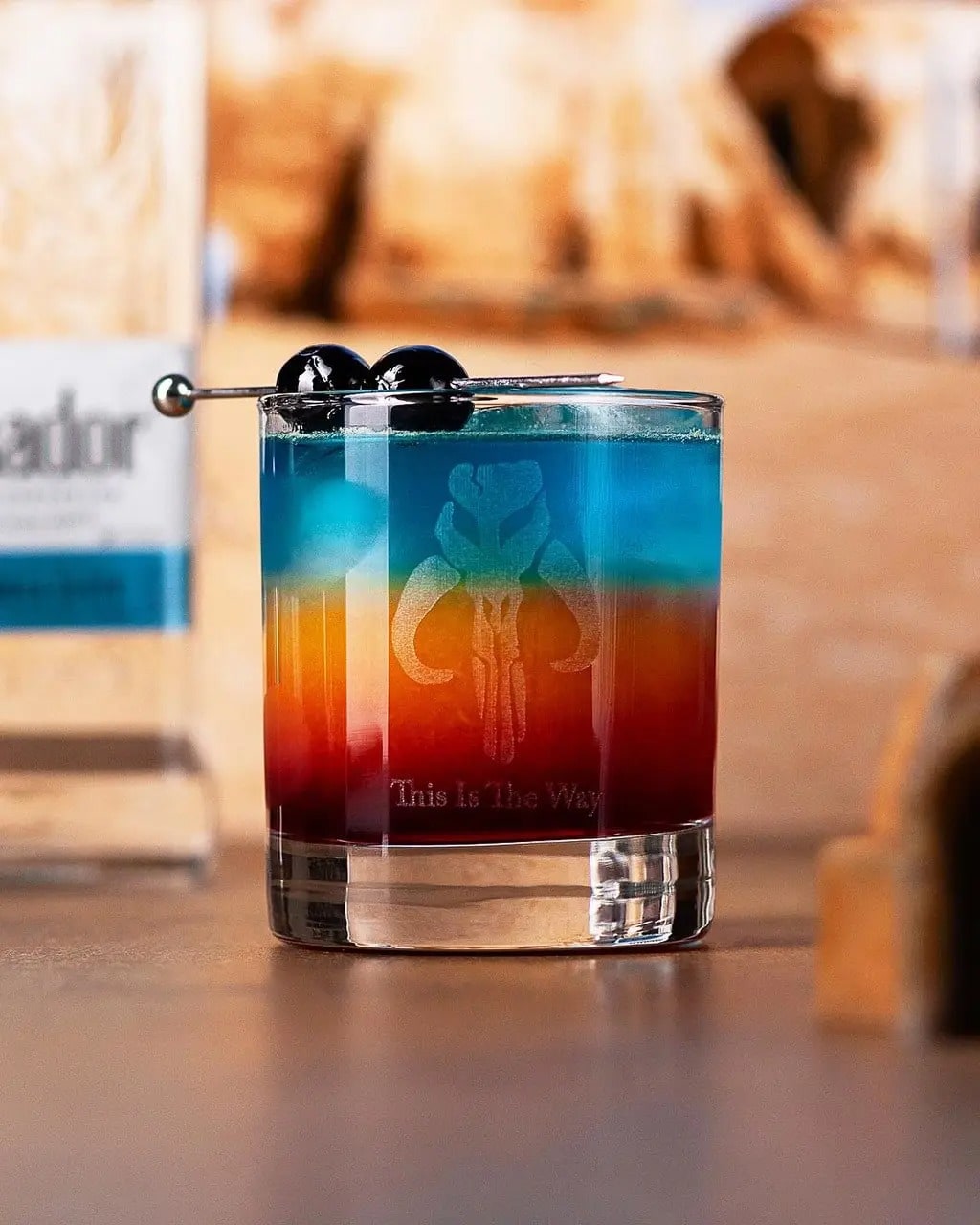 Tatooine Sunset cocktail in a Star Wars glass