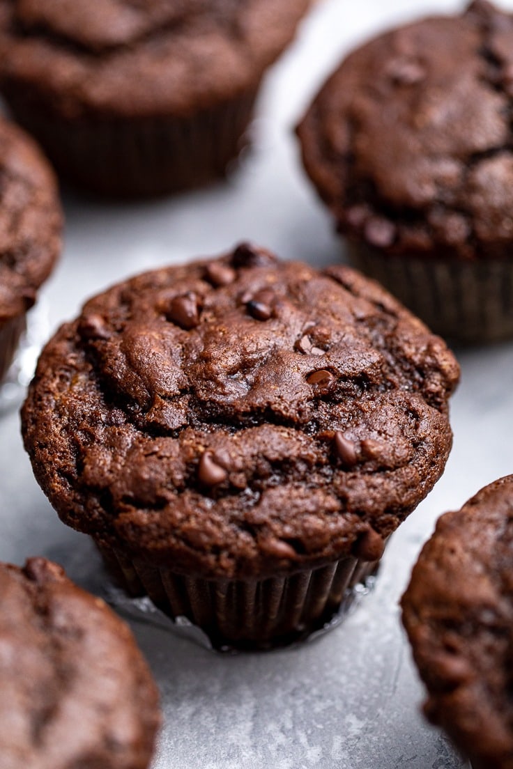 Pieces of chocolate chip muffins. 